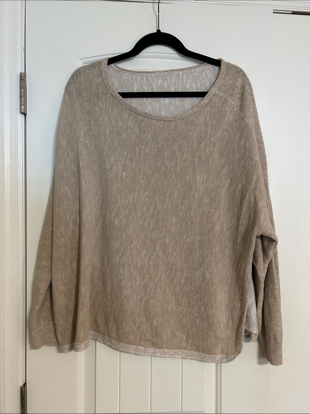 Eileen Fisher Neutral Taupe Slub-Knit Crewneck Sweater